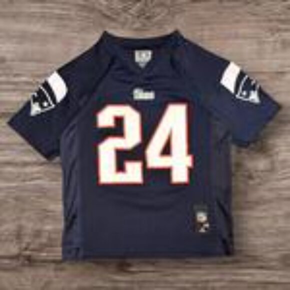 NFL New England Patriots Darrelle Revis 24 Jersey Navy Blue Kids M (Fits Women’s - Picture 1 of 6